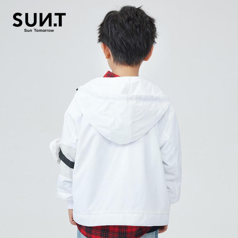 suntomorrow童装2022新款男女童外套春秋款儿童宝宝连帽夹克外套 - 券