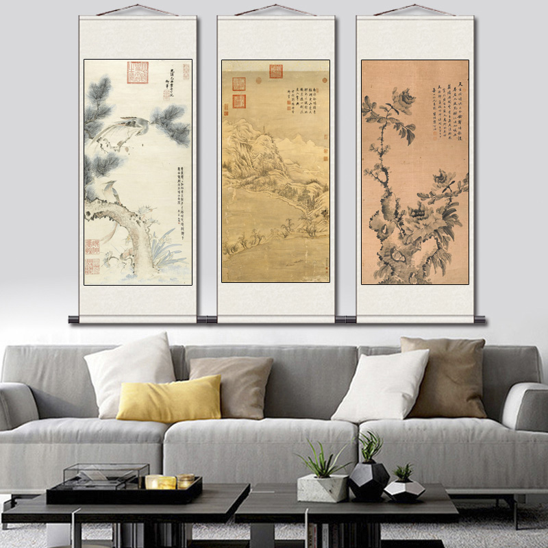 名家字画花鸟画卷轴画牡丹图动物挂画家居装饰竖轴国画高清微喷