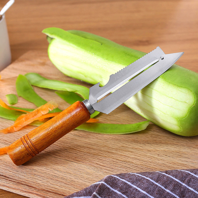 水果不锈钢家用多功能削皮器厨房小工工具木柄去皮蔬果刨丝器