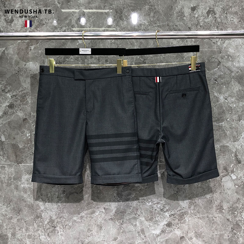短裤tb西装五分裤中裤韩版垂感灰色宽松薄款西裤