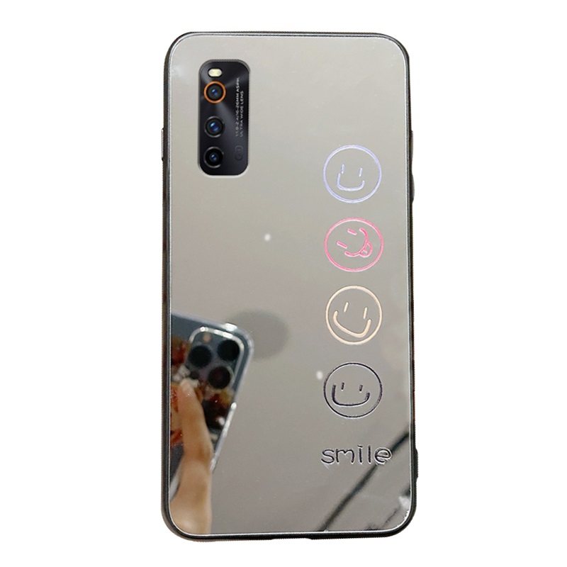 笑脸镜子玻璃镜面适用vivo iqooneo3手机壳女新款 iq00爱酷neo3手机套