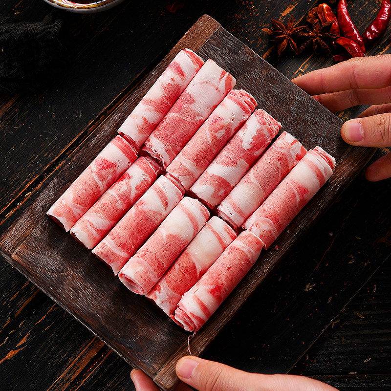 2斤新鲜肥羊卷雪花羊肉卷内蒙古羊肉片冷冻火锅食材配菜盒装包装