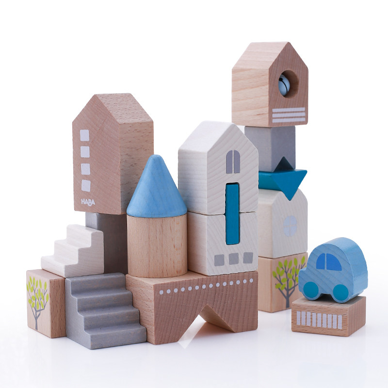 德国婴儿进口周岁一周1岁天际线积木haba可啃塑料积木