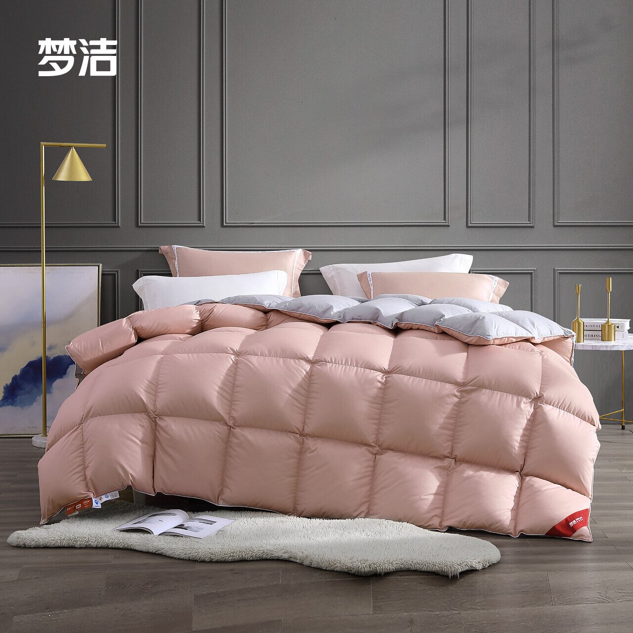 梦洁家纺官方旗舰店正品官网白鹅绒被鹅毛羽绒被加厚保暖羽绒