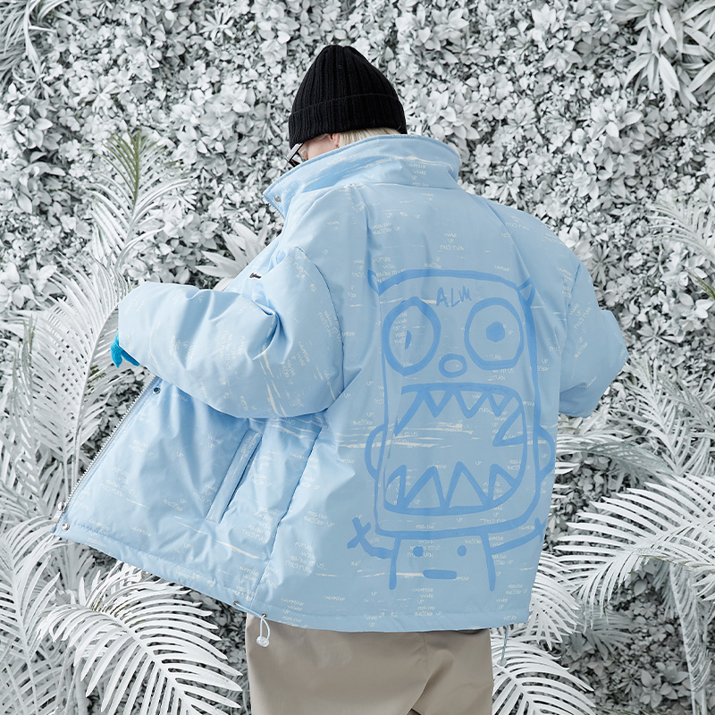 CALMMIND满印小怪兽棉衣休闲宽松棉袄国潮外套情侣装秋冬棉服男潮