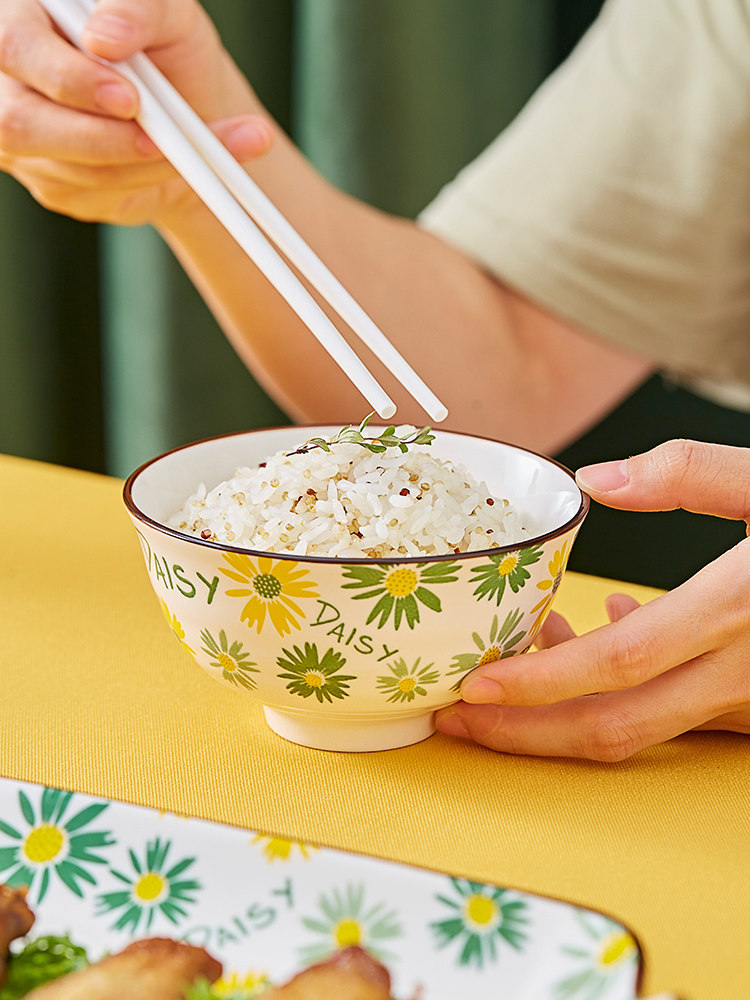 家用饭碗网红陶瓷碗单个瓷碗可爱少女心汤碗面碗创意吃饭碗碟套装