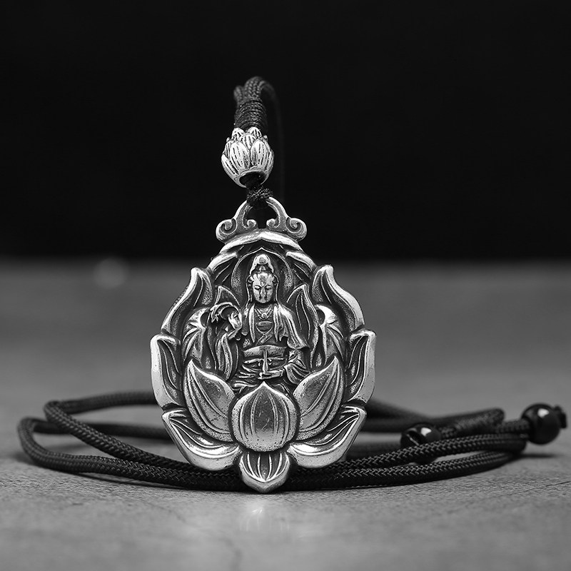 观音菩萨吊坠银饰辟邪保平平安佛牌随身挂件项坠