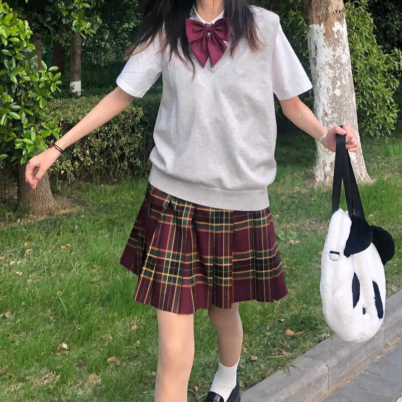 jk山楂树制服深夜幻境家格裙七月时差高腰百褶裙半身裙