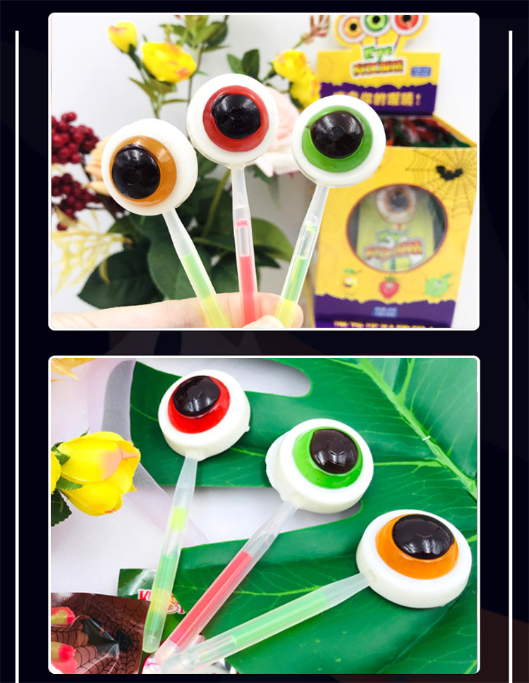 30支眼球糖果发光棒棒糖节日荧光眼珠子零食酒吧传统糖果