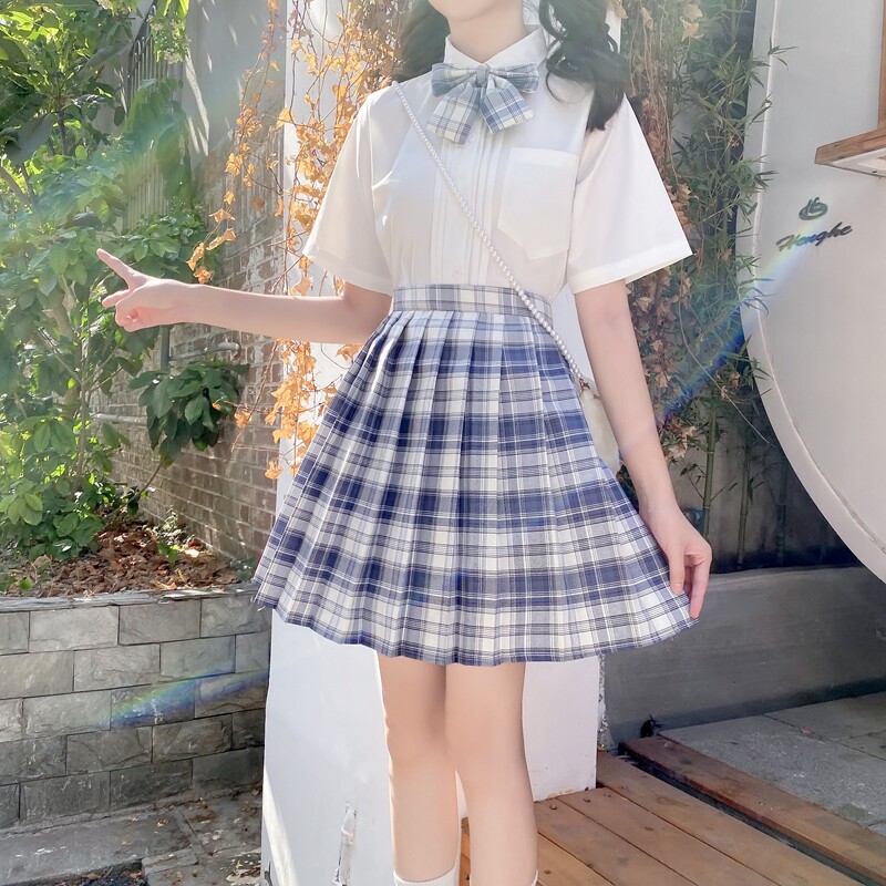 jk甜辣半身伞裙百褶上衣风炸街小众制服设计半身裙