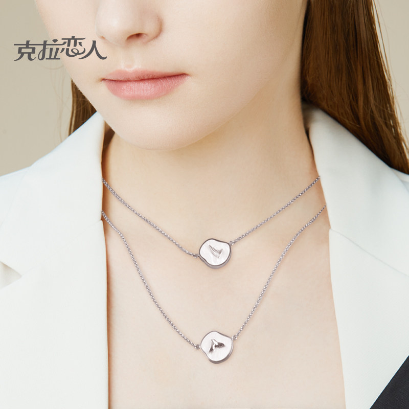 双层克拉恋人珠宝贝母设计吊坠项链度假系列鲸鱼颈饰