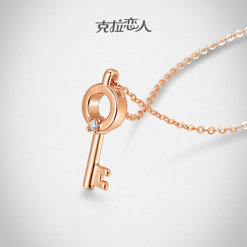 项链克拉恋人珠宝keys钥匙吊坠钻石时尚甜美锁骨颈饰