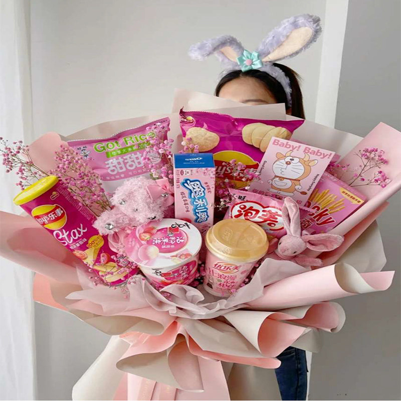 棒棒糖花束diy材料手工零食竹签鲜花包装纸包花插花签子全套花艺