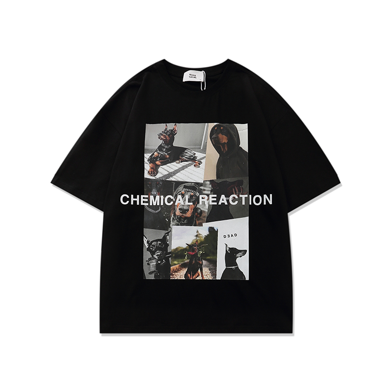 Hold Colour美式潮牌帅气杜宾犬印花T恤男女ins潮流情侣bf短袖衫