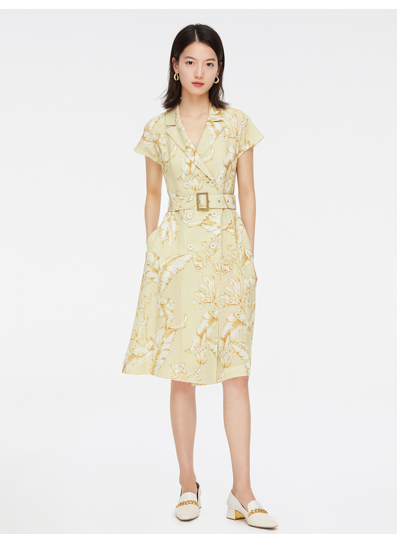 epyaying雅莹女装优雅醋酸腰带连衣裙2021春夏新款连衣裙