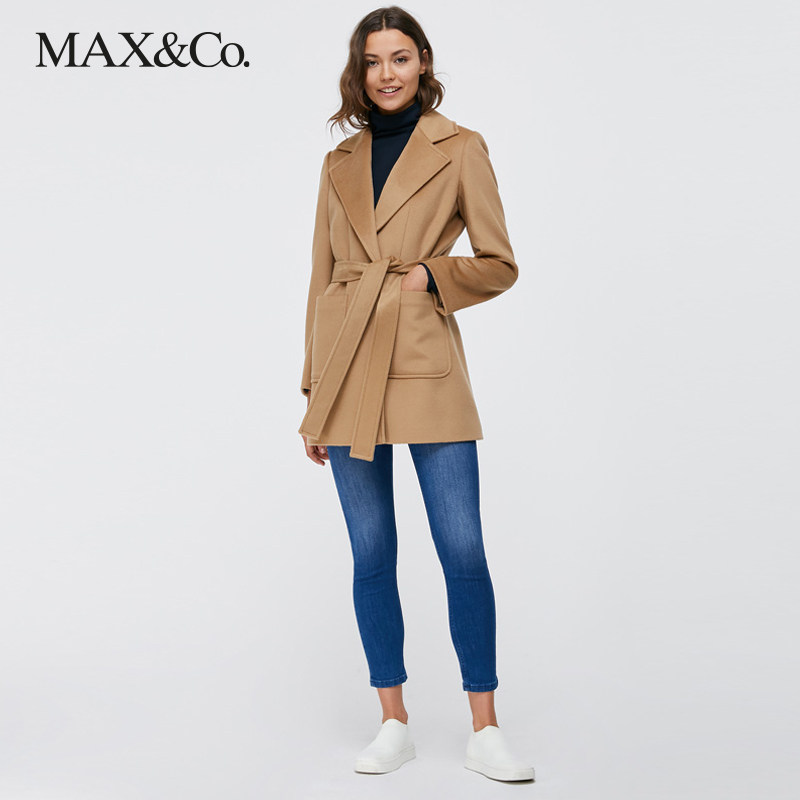 maxco新品runaway羊毛纯色中长毛呢大衣4014970003毛呢外套