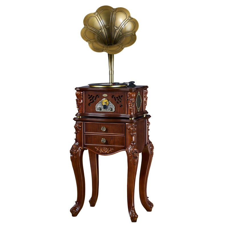 新款喇叭留声机复古客厅欧式家用音响简约黑胶黑胶唱片机