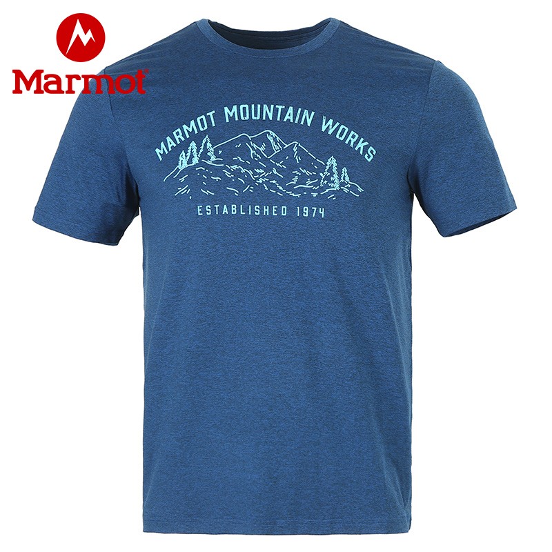 Marmot土拨鼠夏新款运动户外透气排汗冰丝手感男短袖圆领速干T恤