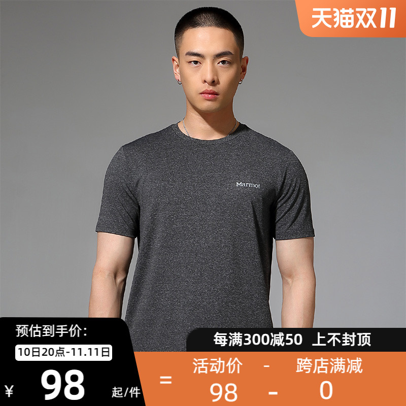 Marmot土拨鼠春夏新款运动户外轻薄透气排汗男短袖圆领速干T恤