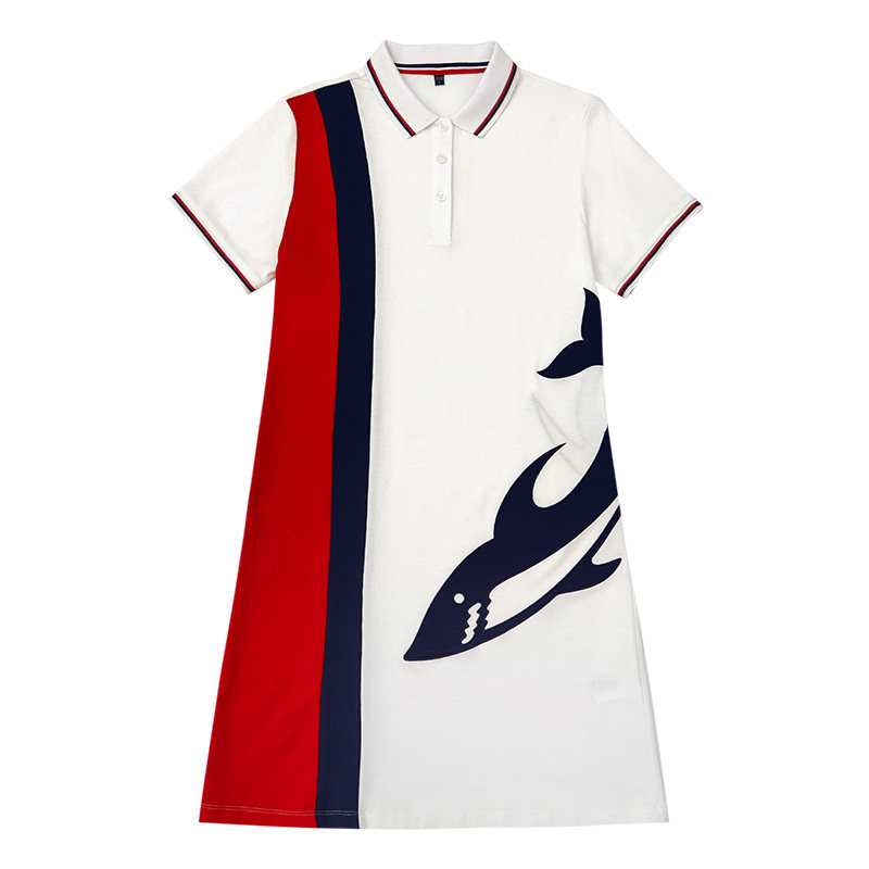 goldshark金鲨女装拼接鲨鱼连衣裙2021新款显瘦连衣裙