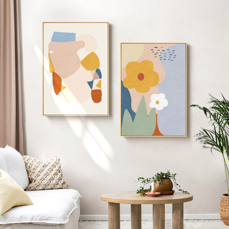 美好北欧小清新装饰画客厅墙挂画温馨明亮色彩抽象现代装饰画