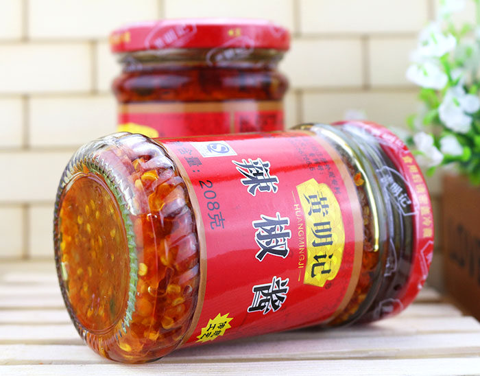 6瓶起包邮黄明记辣椒酱208g瓶装野山潮汕风味辣椒酱