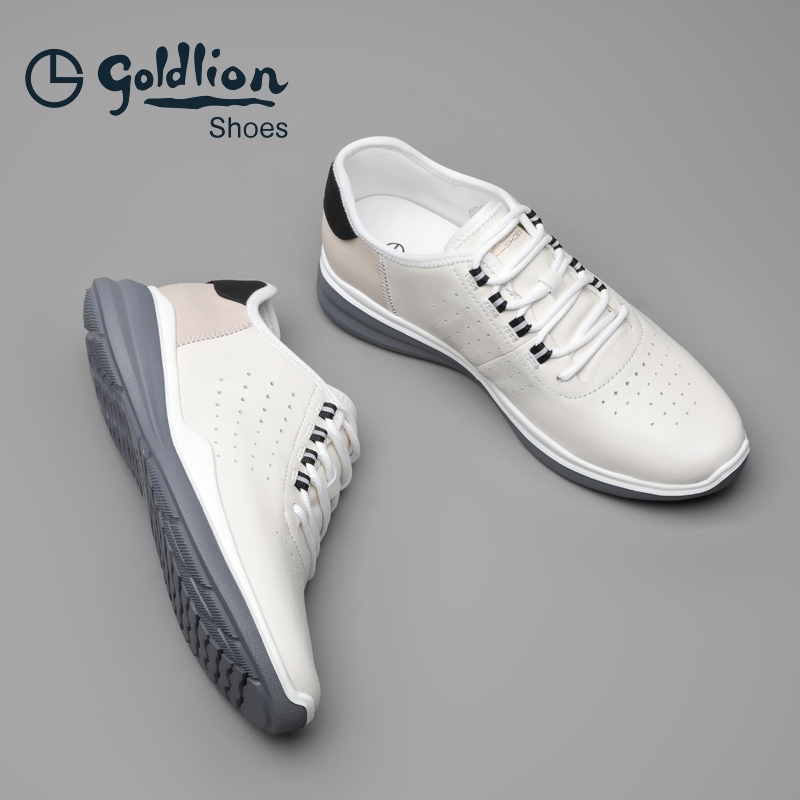 金利来男鞋22夏季新款冲孔透气真皮休闲鞋薄款男鞋轻底减震运动鞋