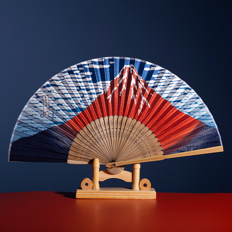 折扇琉球风神日本扇子日式和风浮世绘凯风快晴工艺扇