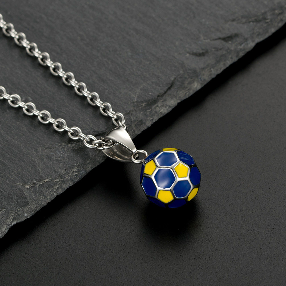 男女足球吊坠体育运动器材项链钛钢球迷项坠