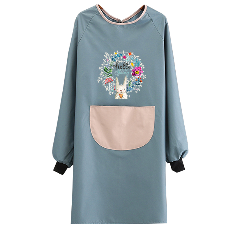 大人围裙家用厨房防水防油韩版时尚长袖罩衣围裙