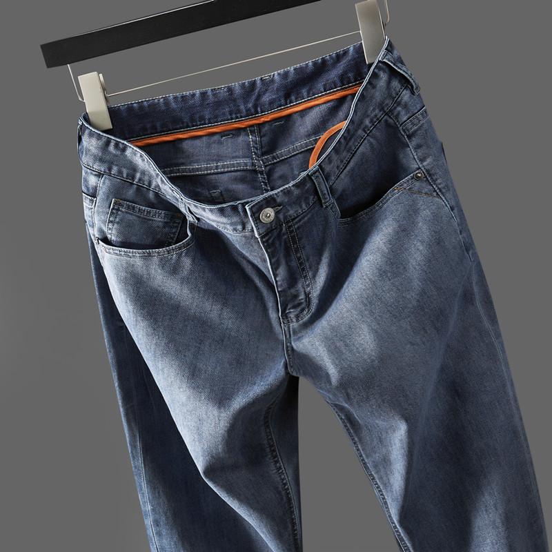 牛仔裤男夏季薄款宽松直筒裤高端休闲弹力裤子复古潮牌潮流长裤潮