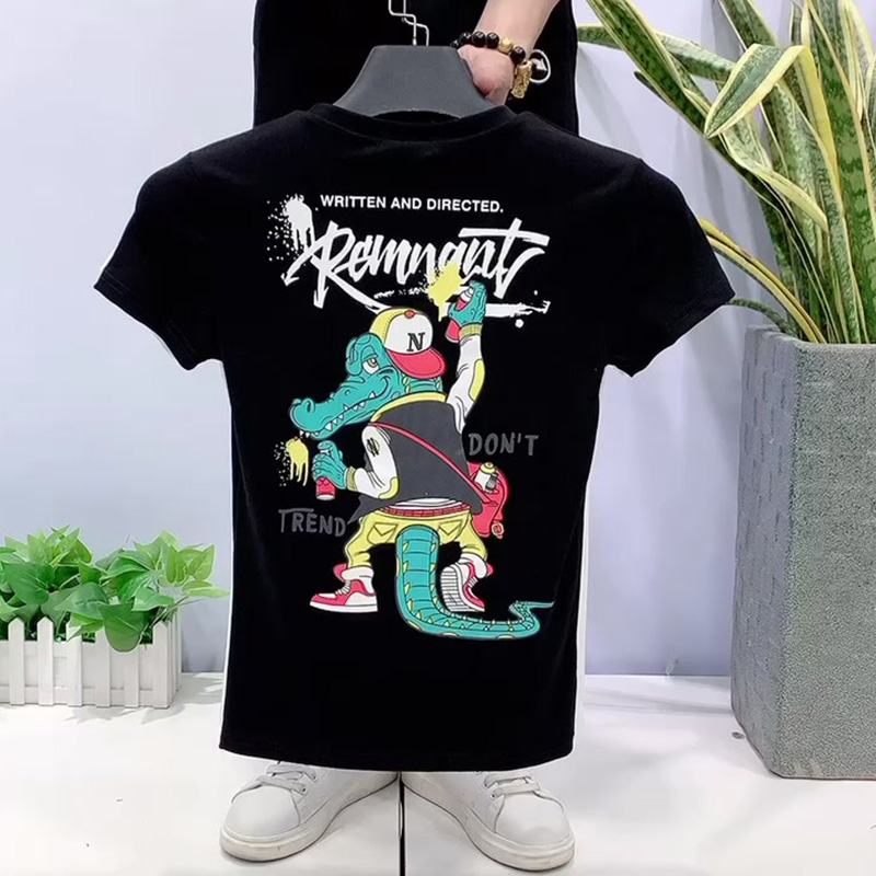 鳄鱼T恤潮牌时尚百搭纯棉黑色精神小伙短袖男夏季新款2022网红ins