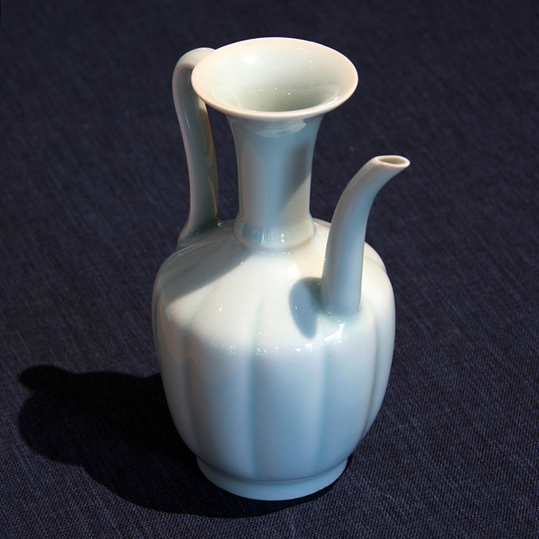 宋代点茶执壶汤瓶小号陶瓷茶壶影青瓜楞湖田茶壶