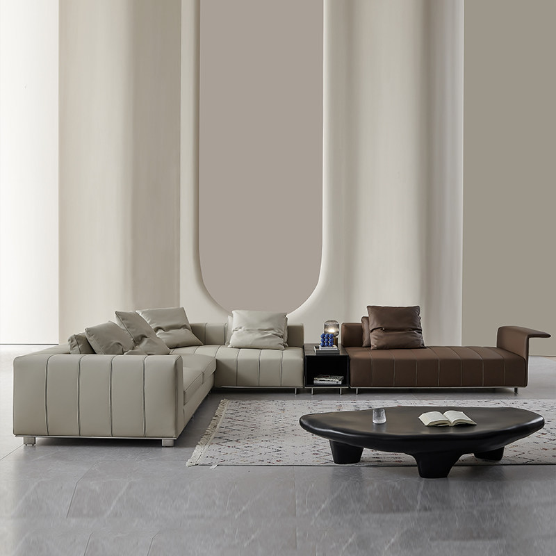 意式轻奢真皮沙发意大利minotti钢琴琴键沙发沙发客客厅皮艺沙发