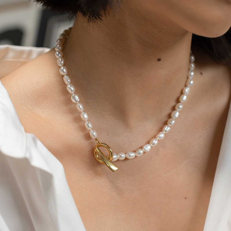 missoma巴洛克珍珠t型扣项链时尚ins风18k镀金淡水珍珠项链毛衣链