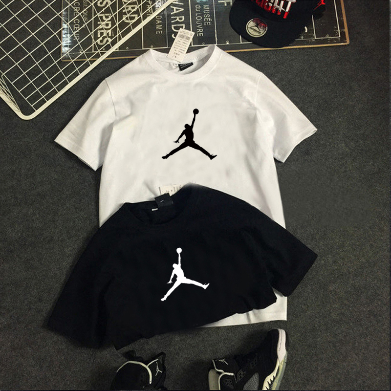 飞人运动白色潮牌t恤男夏季新款宽松短袖纯棉上衣体桖ins潮情侣装