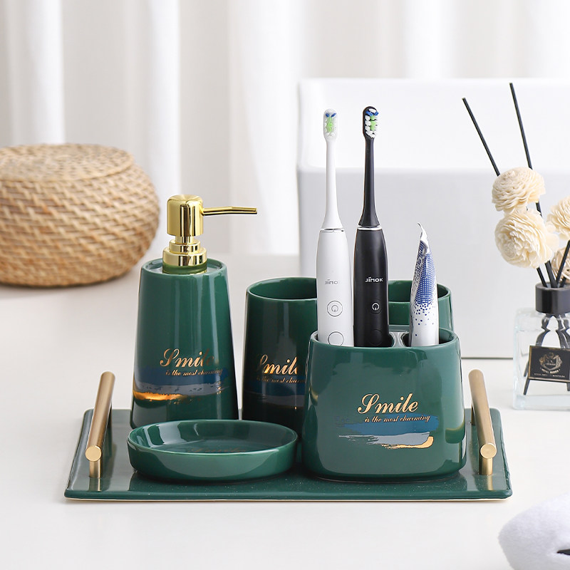 ins陶瓷卫浴五件件套洗漱套装漱口刷牙轻奢浴室用品套件