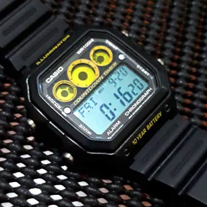 casio卡西欧手表男士网红十年电力防水运动数显手表ae1300wh1a