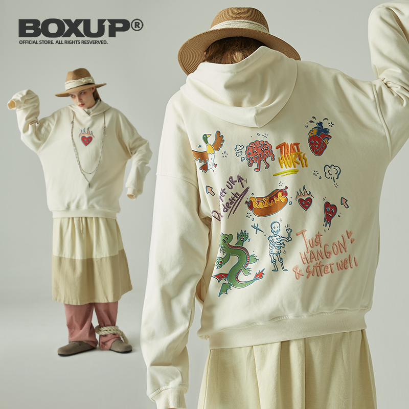 BOXUP哭笑盒子 2020AW “LOVE IS GONE” 后背儿童涂鸦连帽卫衣