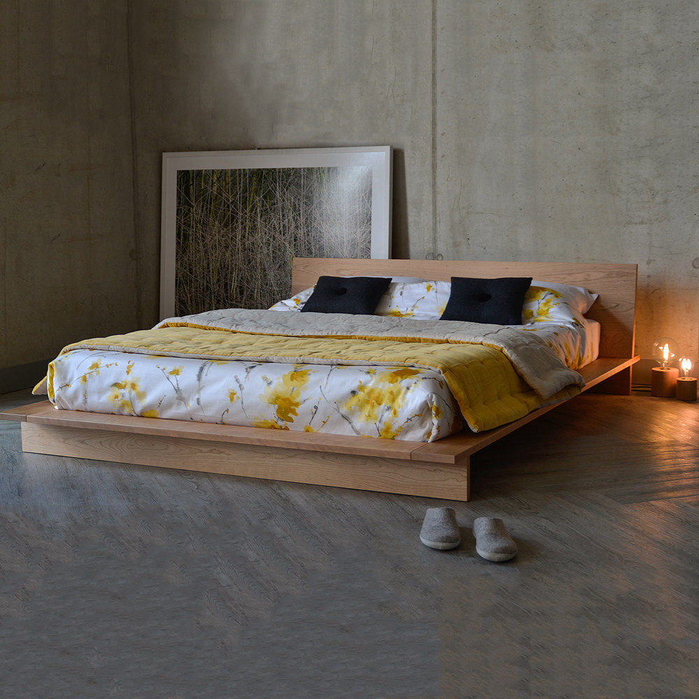 七奢胡桃木矮床榻榻米大床日式实木木床1.8米原木实木床