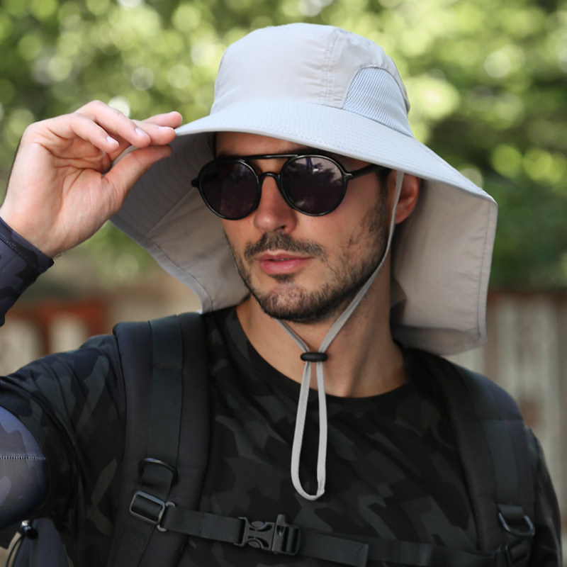 帽子男士夏季防晒户外登山钓鱼遮脸渔夫帽大帽子