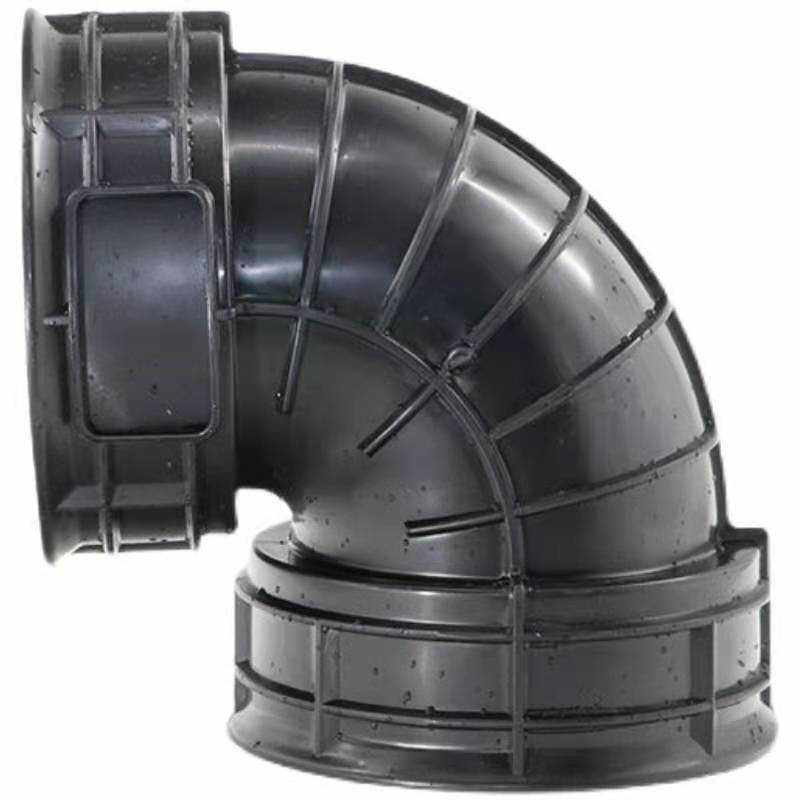 波纹管pe90度45度弯头三通双壁接头污水检查井塑料管