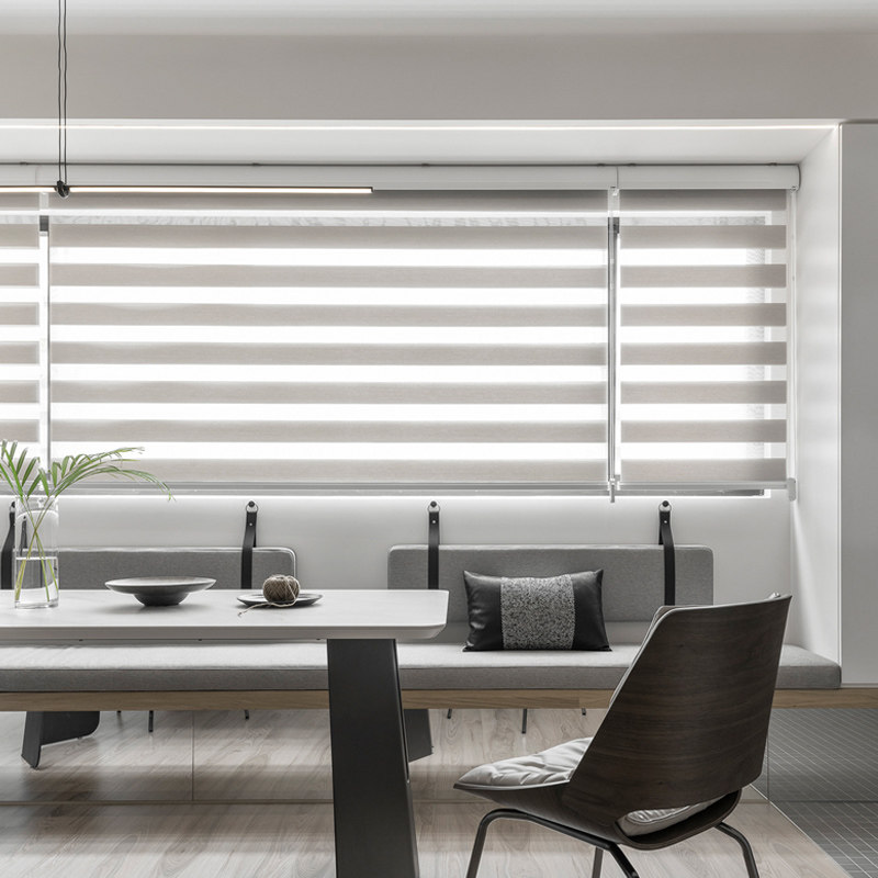 双层柔纱窗帘卷帘定制遮光升降办公室书房卫生间百叶帘