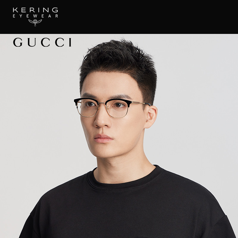 眼镜开云古驰gucci织带系列复古眉形光学近视眼眼镜架