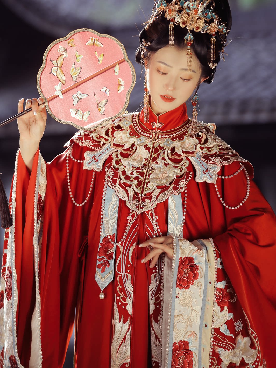 原创三件长衫肩马秋冬明制服女款汉定制婚服古风