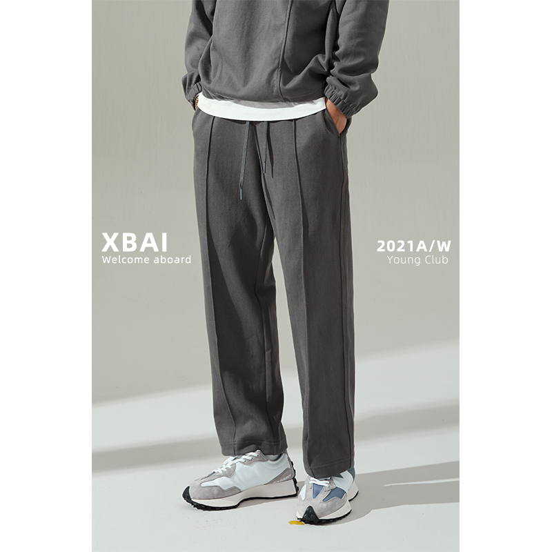 XBAI-昕白 夏季2022新款重磅运动卫裤男阔腿裤宽松直筒休闲长裤子