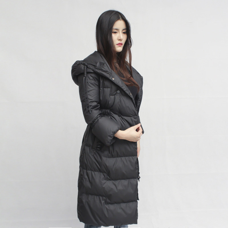 leebaka2020新款法式复古长款收腰羽绒服外套高端白鸭绒羽绒服
