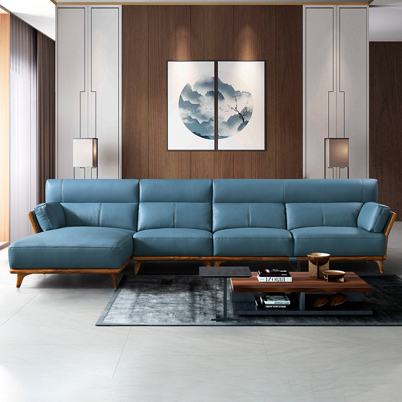 乌金木实木沙发真皮头层牛皮厚皮新中式客厅大小户型沙发组合套装