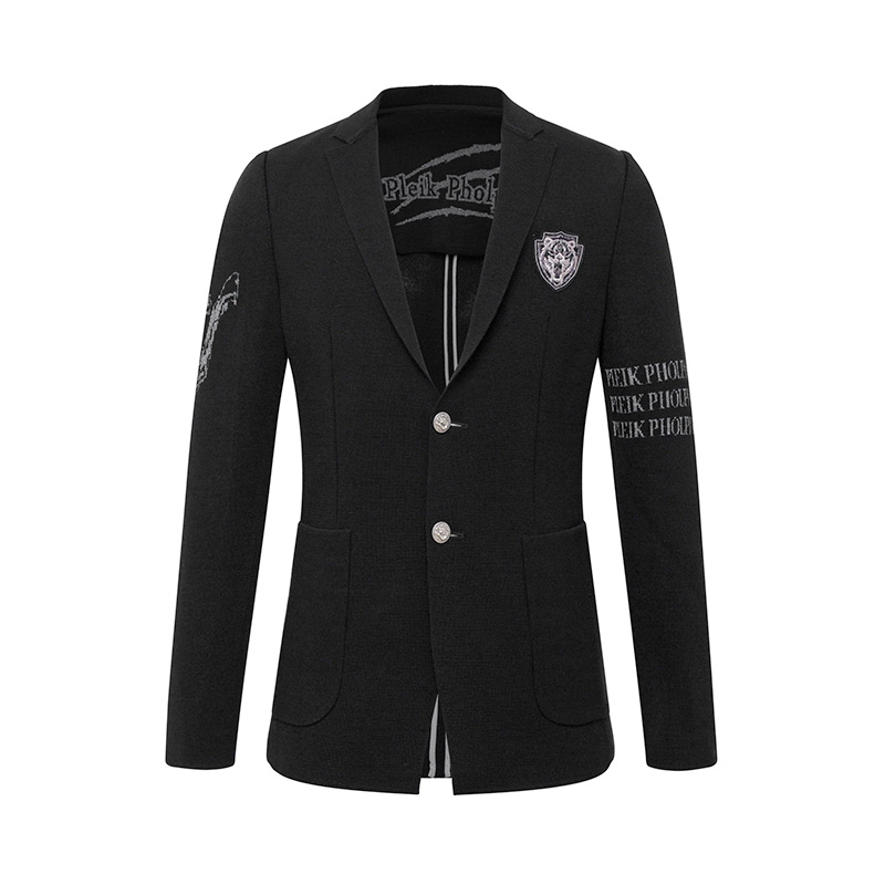 PLEIK PHOLPPE/普莱克翡丽春季修身显瘦翻领印花男针织便西小西装