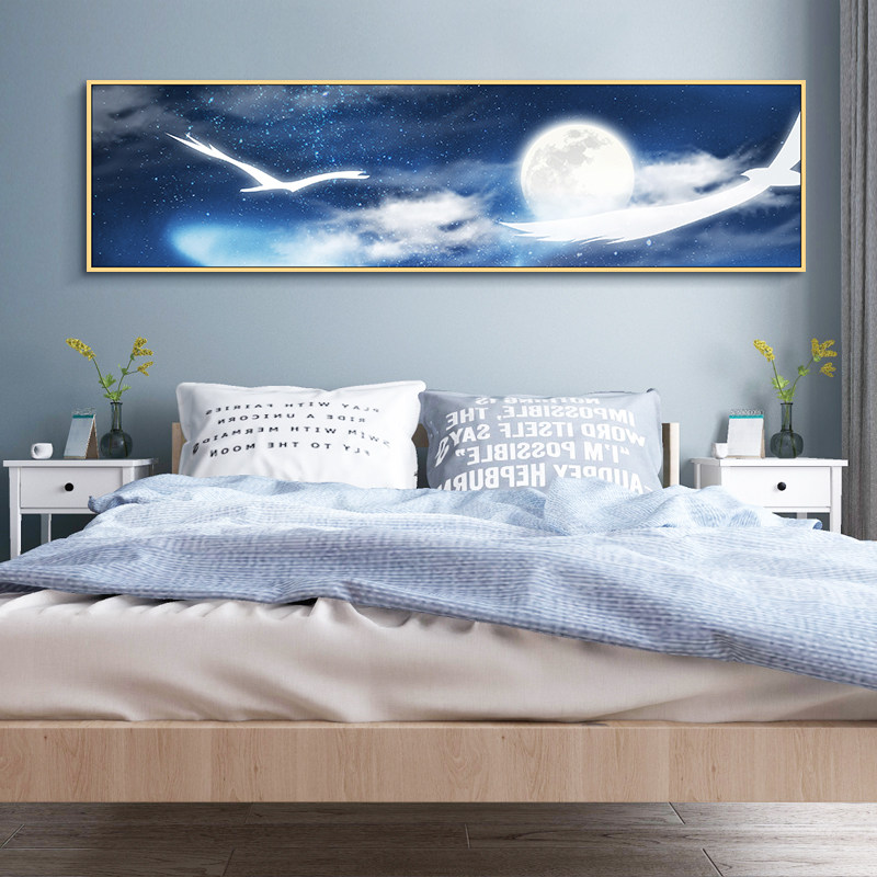 星海皓月客厅床头装饰画房间壁画简约现代卧室现代装饰画